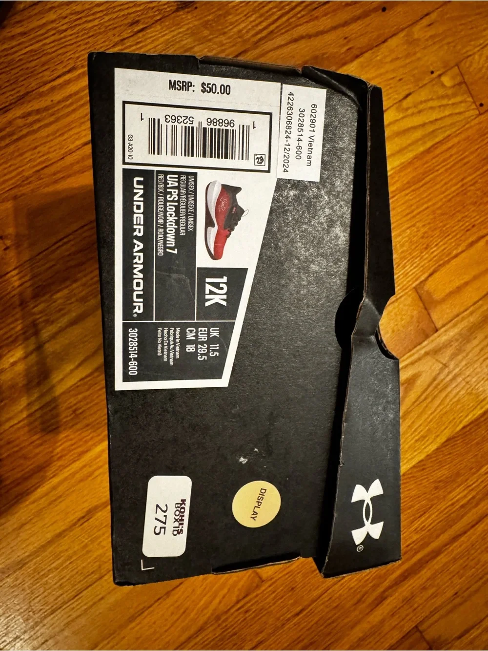 Under Armour Kids Red, Black & White Athletic Sneakers